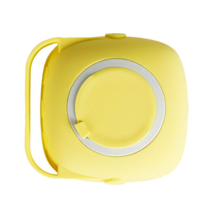 Yellow silicone pet bath brush with shampoo dispenser